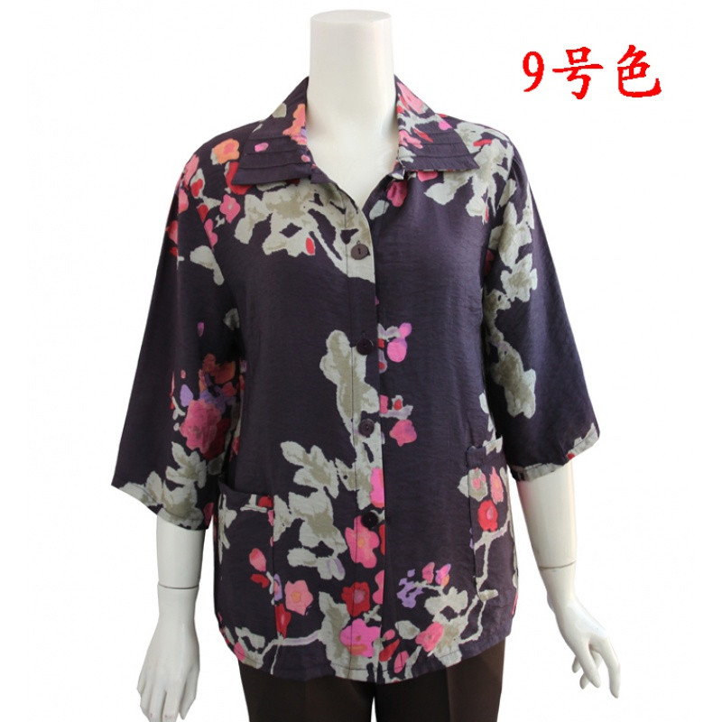 818款新款中老年女装衬衫胖妈妈装加肥加大码衬衫夏装宽松休闲女式衬衣 2XL【建议体重108斤-122斤】 9号色