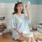 孕妇睡衣夏季薄款短袖月子服产后哺乳衣外出喂奶衣家居服套装当季新品简约休闲可爱妈咪家居服小清新多款可选 XL【适合135-150斤】 1715#蓝色蕾丝【短袖套装