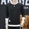 韦斯普 2017秋季新款男士圆领套头卫衣韩版时尚修身长袖T恤F-2系列 M 黑色833