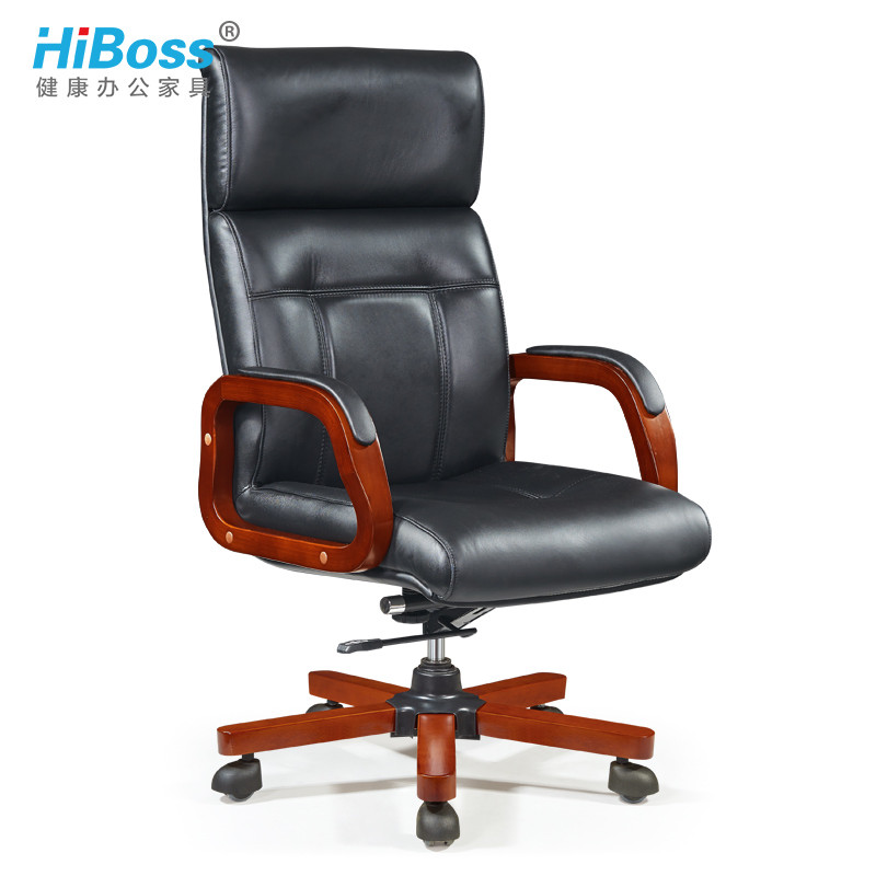 HiBoss 办公家具 经理主管财务办公椅 老板电脑椅老板椅大班椅 黑色西皮（单位:把）