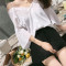 828新款美美的夏夏夏装新品一字领吊带衬衫女夏百搭休闲显瘦上衣女装