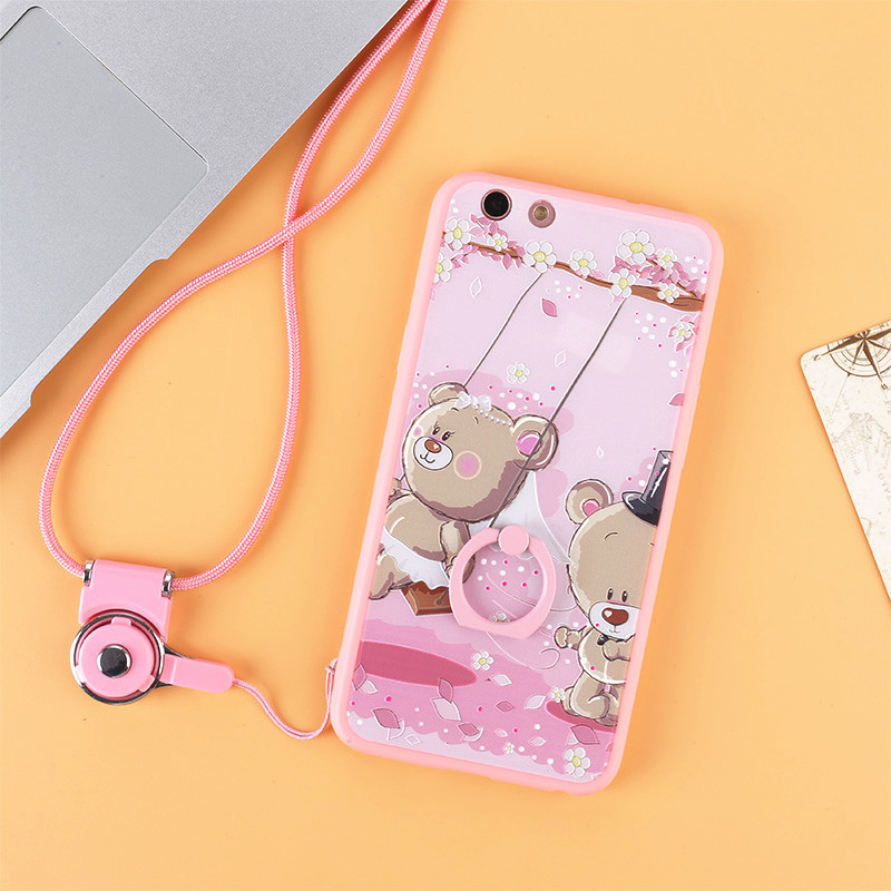2017款vivox9手机壳viv0保护套vivix9个性x9挂绳vovi外壳防摔x9pl 甜蜜小熊+粉挂绳