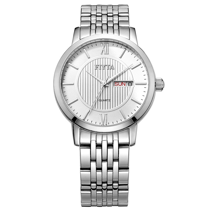 飞亚达(FIYTA)手表 经典系列进口机芯石英表 商务钢带腕表 白盘钢带 GJ098.WWW