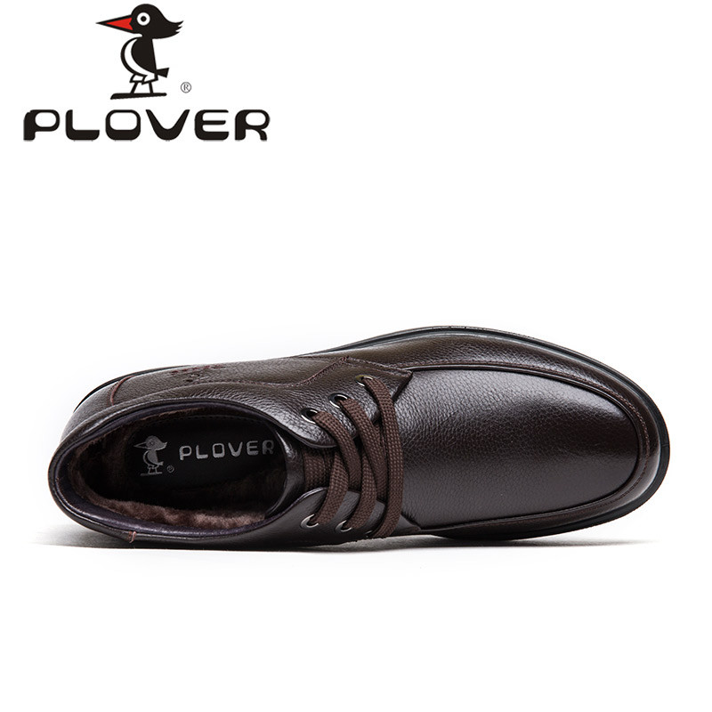 PLOVER啄木鸟2017老人鞋商务正装皮鞋男士爸爸鞋圆头套脚软底牛皮真皮中年男鞋 头层牛皮鞋A21065 棕色 43码