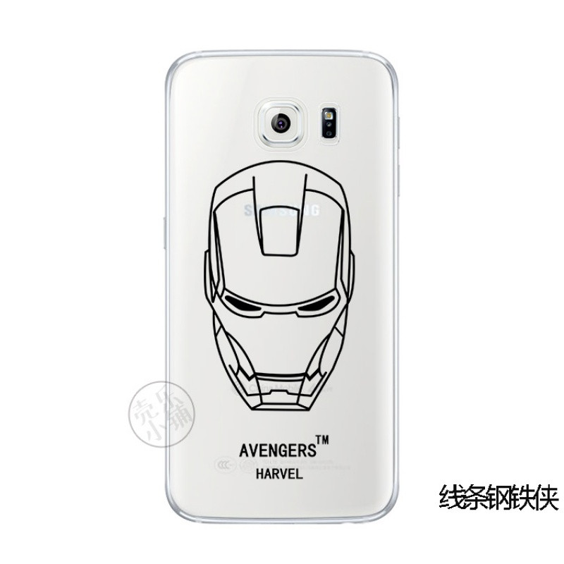 2017款钢铁蝙蝠侠欧美潮牌男三星S5s6S7edgeplus+曲屏手机壳软保护套 s6edge线条钢铁侠