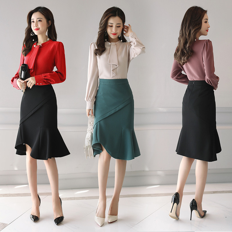 套装/套裙纯色褶皱长袖中长款圆领修身休闲时尚2017年秋季 XXL 秀紫色+黑色