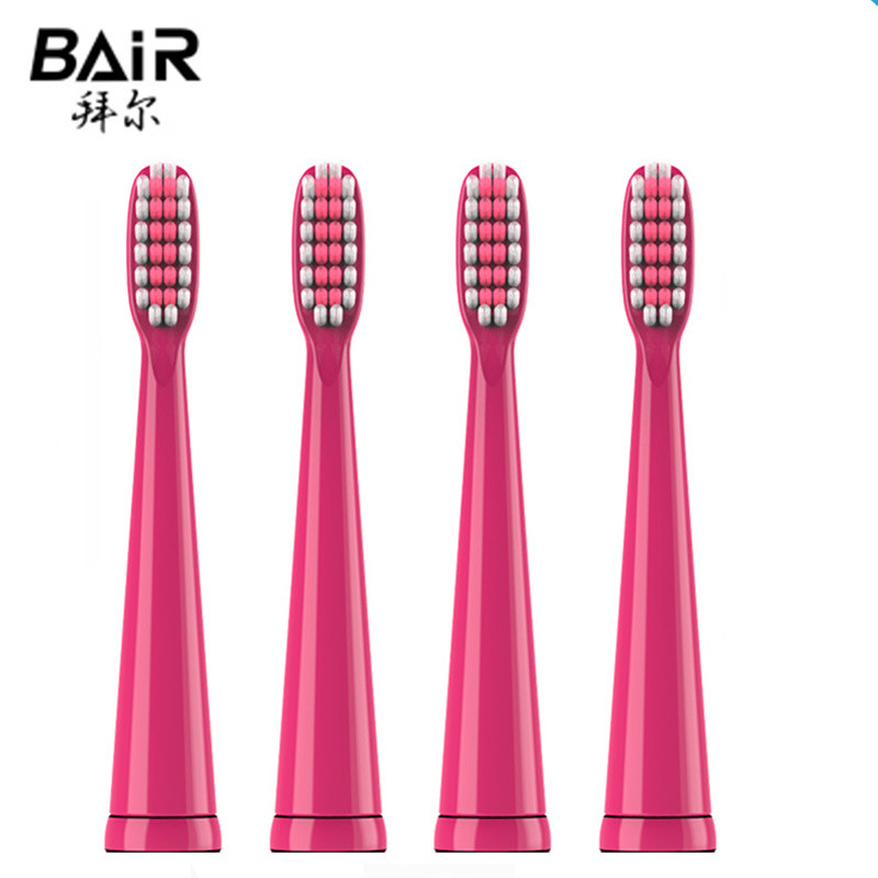 拜尔（BAIR）原装电动牙刷头软毛刷头适用型号K3儿童配套刷头4支装 红色