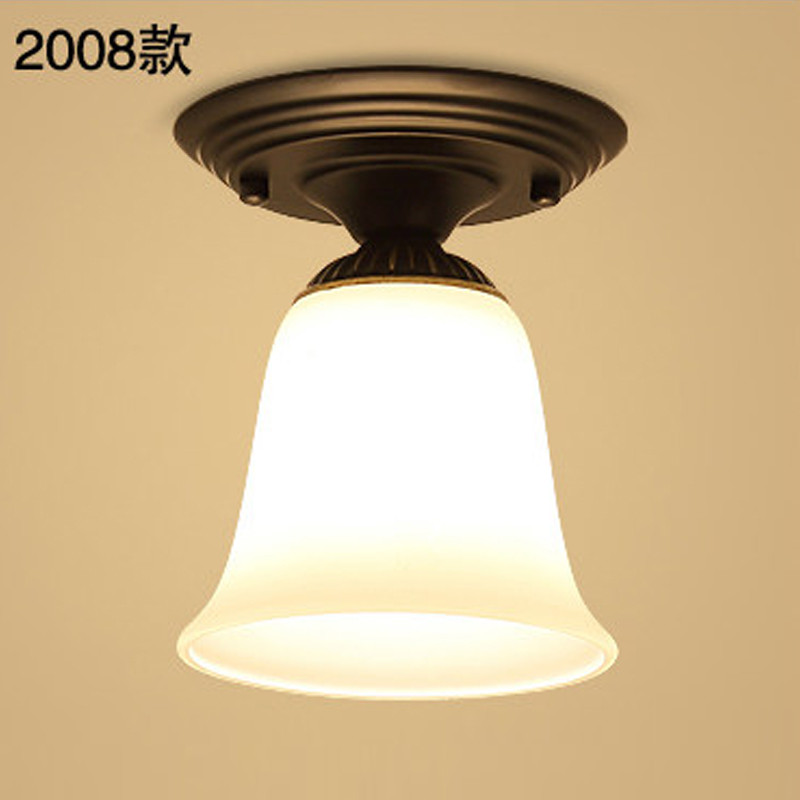 GMBL光明部落美式乡村吸顶灯led过道灯阳台灯走廊灯复古简约灯具欧式田园玄关灯卧室灯书房灯房间玻璃灯饰 2008配送三色灯泡