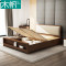 木帆 床 实木床 北欧现代 1.5米 1.8米单人双人床卧室家具 1.8米单床+床头柜*1【框架床】