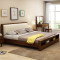 木帆 床 实木床 北欧现代 1.5米 1.8米单人双人床卧室家具 配套床头柜