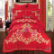丹杰 欧式婚庆床上用品床单款刺绣四件套大红色喜庆提花四六八十一件套 1.5m-1.8m床 贵族盛典
