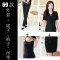 bw9新款职业装女套装夏季短袖大码西服西装正装酒店前台美容师工作服2017 XL 66款全黑色外套+裙子+裤子+吊带