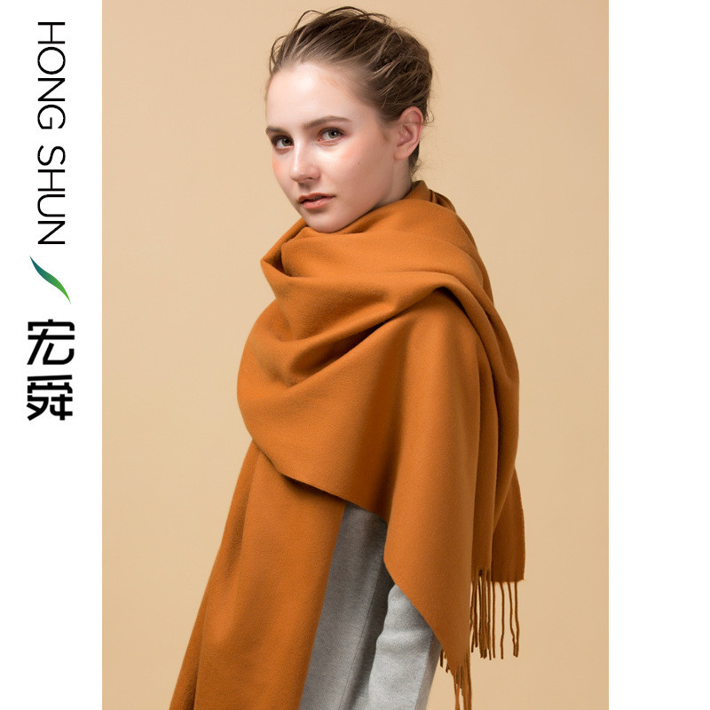 UOKACI 秋冬新款羊绒围巾330g超大素色青丝羔羊绒大披肩 16粉色