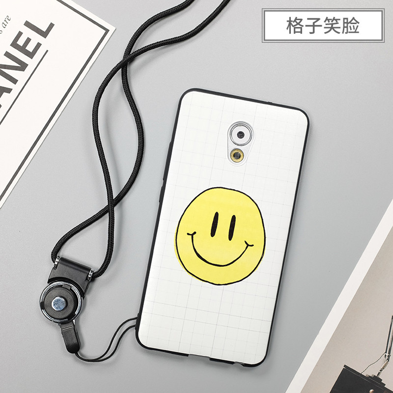 魅族pro6pius手机壳魁族por6plus保护套puls挂脖M686软pr06p防摔2 格子笑脸