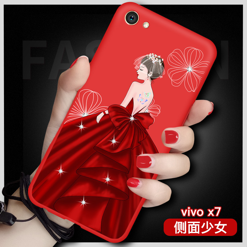 vivx7plus挂脖子vivox7puls手机壳vivox7plus全包viwox7软 侧面少女（x7）