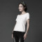 902新款后构想原创2017夏装新款女上衣白色黑色打底修身显瘦圆领短袖T恤 L 白色圆领