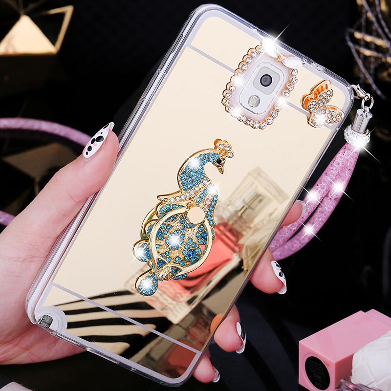 三星note3手机壳noto3n9006保护套sm-n9008v外壳n900女钻9005软 香槟色孔雀