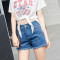 bw9新款夏季宽松休闲牛仔短裤女夏黑白蓝色卷边高腰显瘦学生韩版百搭阔腿 29 202