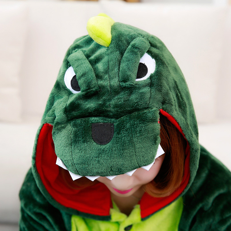 bw9新款冬季爱情公寓同款法兰绒男女情侣可爱恐龙动物卡通连体睡衣