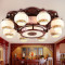 馨韵中式吸顶灯实木圆形LED客厅灯陶瓷餐厅个性卧室灯具饰 T8090款3头
