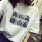 902新款夏装新款原宿bf风短袖T恤女韩版潮学生卡通半袖上衣服宽松体恤衫 XXL TX六只人白色