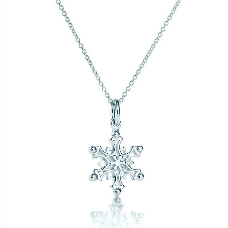 Tiffany & Co.蒂芙尼 25纯银雪花吊坠项链女士锁骨链蒂凡尼颈链情人节礼物 银白色 TGRP03012 40CM