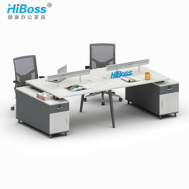 HiBoss 办公家具办公桌职员桌员工桌工位办公桌 四人位两边矮柜
