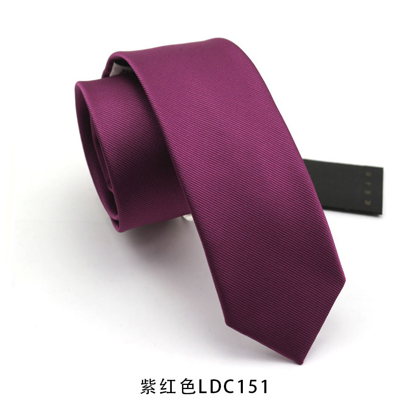 828新款韩版式商务黑色6CM休闲婚礼新郎伴郎结婚装礼盒男领带 紫红色LDC151