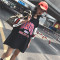 原宿球衣半袖大码上衣bf中长款棒球服短袖T恤女夏宽松韩版学生潮_4 S 蓝色