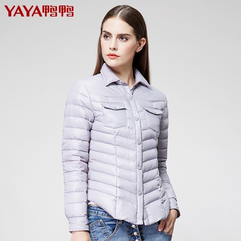 鸭鸭 新品秋冬新款羽绒服女短款轻薄商场同款修身时尚潮B-5525_DYm06 165/88A 银灰