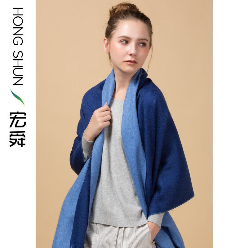 女士羊绒围巾羊毛围巾工厂2017秋冬新款双面纯色青丝羔羊绒披肩 02碳灰/灰