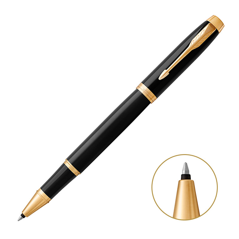 派克PARKER 签字笔 IM纯黑丽雅金夹宝珠笔