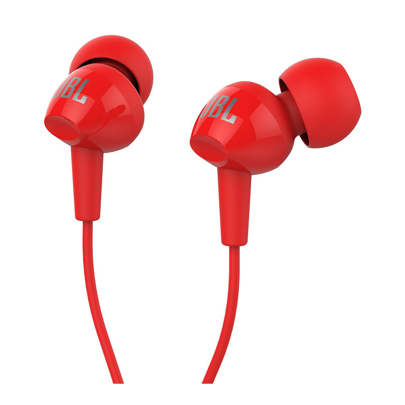 JBL C100S 入耳式运动耳机 通话带麦线控音乐跑步耳机 耳塞 红色