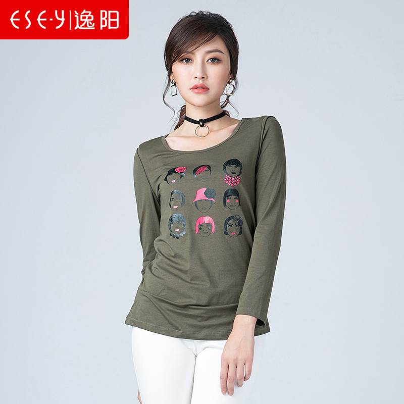 逸阳清秋季新款圆领内搭0330_1 军绿色 S