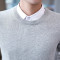 LEEVIRHINO秋冬新款男士毛衣青中年纯色百搭时尚圆领男士针织衫套头男士长袖毛衣男士毛衫大码男装衣服李维犀牛 CRH1900深灰色 XL
