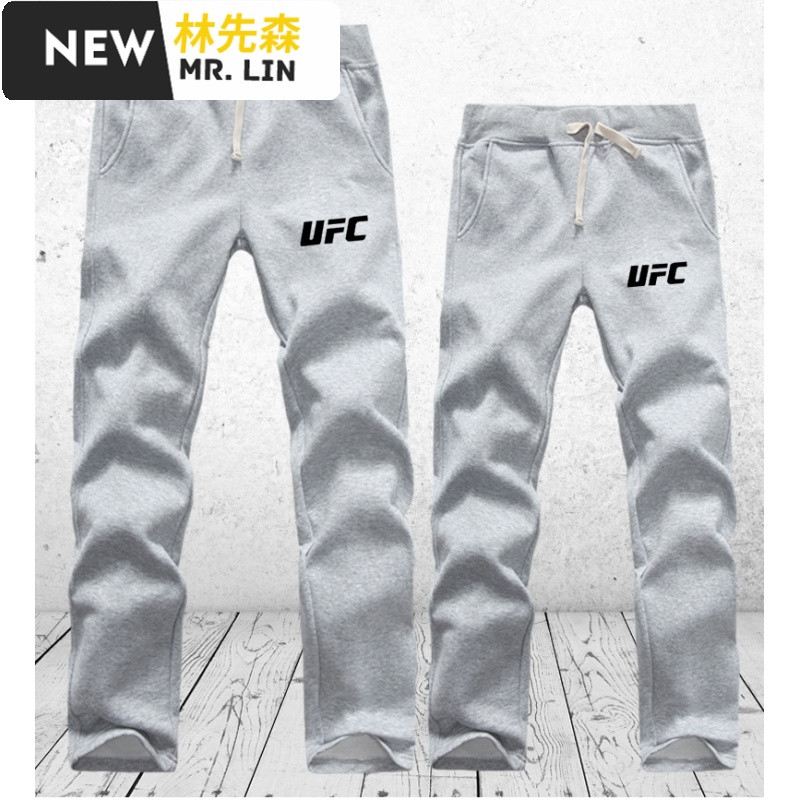 潮流男装UFC卫裤男拳击MMA外套格斗男宽松大码裤子休闲运动长裤卫裤男918 S 灰色ufc字母
