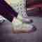 CAETIENT布洛克雕花小皮鞋英伦学院风日系女鞋复古平底中性单鞋牛津鞋学院风系带圆头松糕 灰色 36