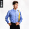 bw9新款保安服短袖衬衣保安衣服夏季套装半袖物业夏装工作制服长袖衬衫男 190 蓝色长袖衬衣+裤子