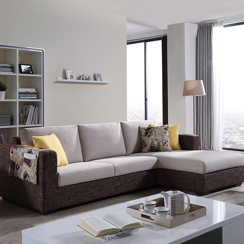 左右布艺沙发 简约现代大小户型客厅家具组合 可拆洗布艺沙发DZY2509 转二件正向（配色咖啡58-7C）