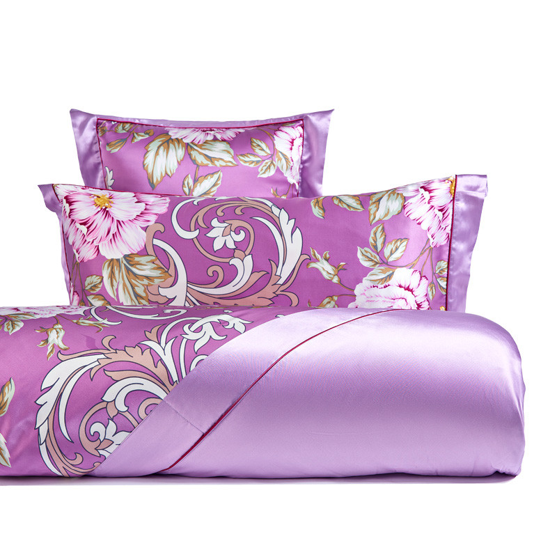 绣娘丝绸南国花园真丝四件套床上用品床单枕套被子套高档婚庆套件 2.0m（6.6英尺）床 南国花园