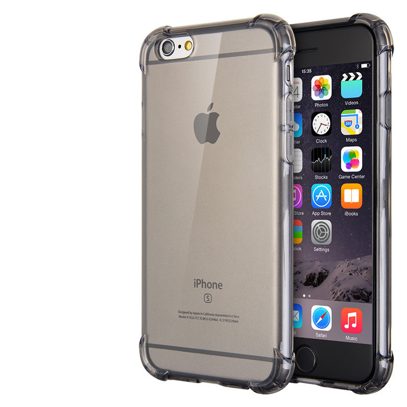 捷力源苹果iPhone6/6S/5/5s气囊防摔手机壳6plus小蛮腰防滑TPU保护套iphone5/5s 5.5寸6PLUS防摔-灰色