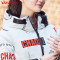 鸭鸭冬款女装韩版修身时尚外套短款连帽羽绒服女B-57609 字母白色印花 170/92A