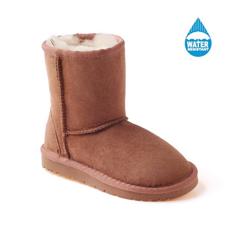 OZWEAR UGG OB007-II经典款防泼水短筒羊皮毛一体女雪地靴童鞋 栗色 27.5码