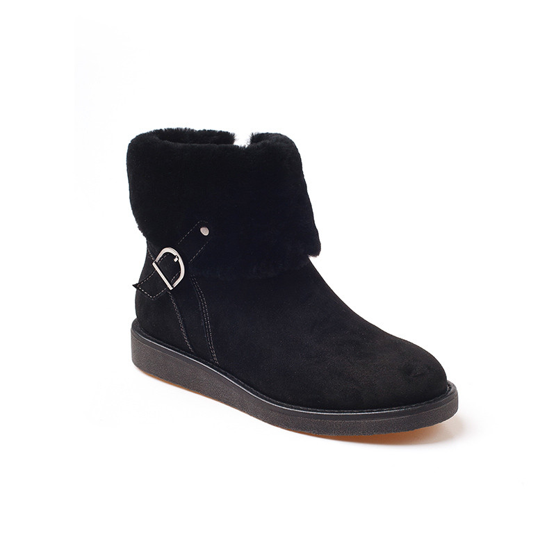 OZWEAR UGG OB136女士冬季翻毛短筒羊毛雪地靴女靴 黑色 36/37码
