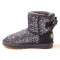 OZWEAR UGG OB203 亮片蝴蝶结女鞋短筒羊毛雪地靴冬款 灰白色 39码