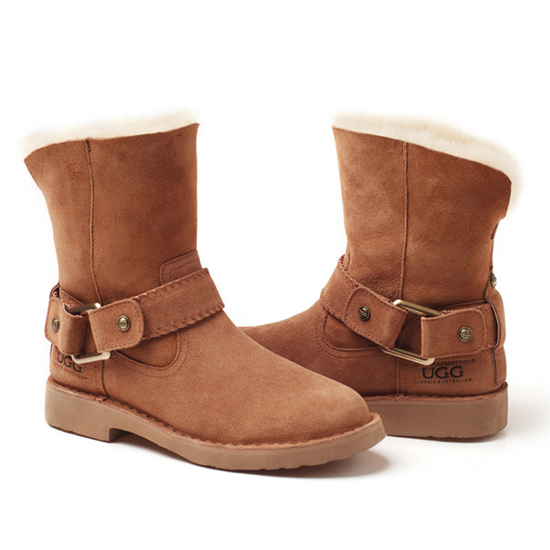 OZWEAR UGG OB271 女鞋防泼水羊皮羊毛防滑可两穿雪地靴 栗色 40码