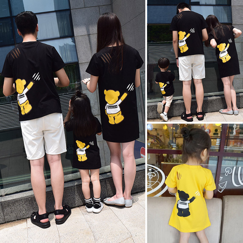 bw9新款亲子装夏季2017新款潮母女装连衣裙父子全家装一家三四口短袖T恤_1_5