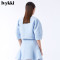 Ivykki艾维短外套女欧美风肌理纹中袖宽松棒球款外套 42/XL/175 0601浅蓝