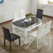 A家家具 餐桌 现代简约餐桌椅 钢化玻璃餐桌折叠伸缩圆餐桌椅组合 黑白拼色 B款单餐桌