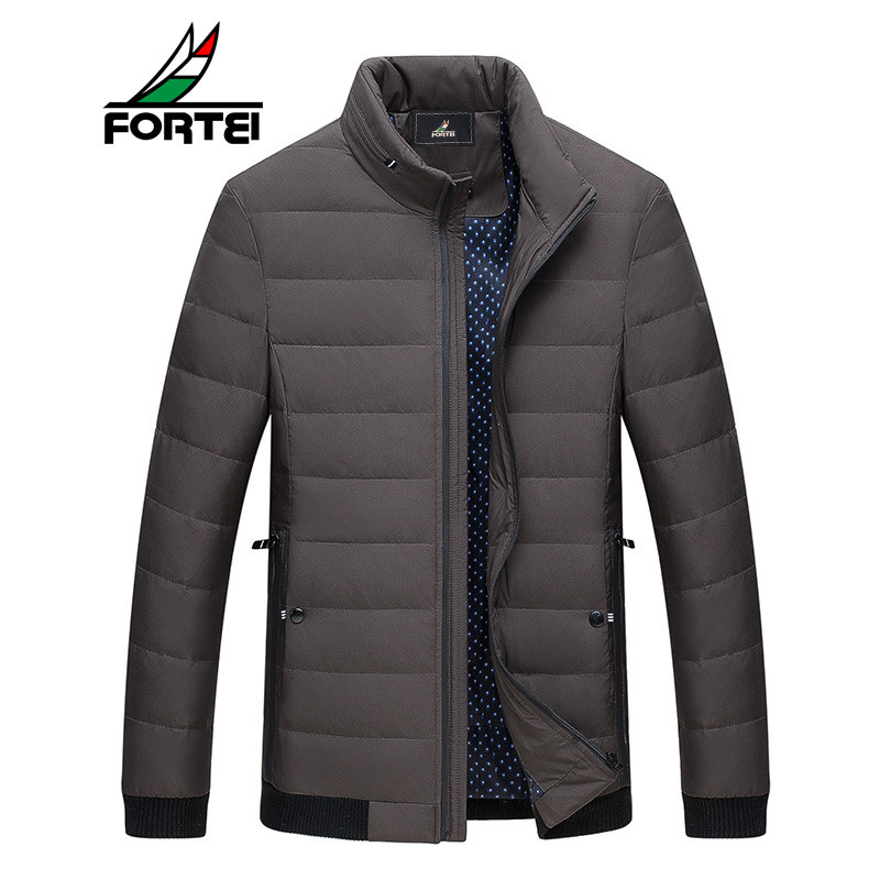 FORTEI富铤 羽绒服男士短款立领时尚休闲羽绒服冬季男装保暖外套2017 190/XXXL 卡其色